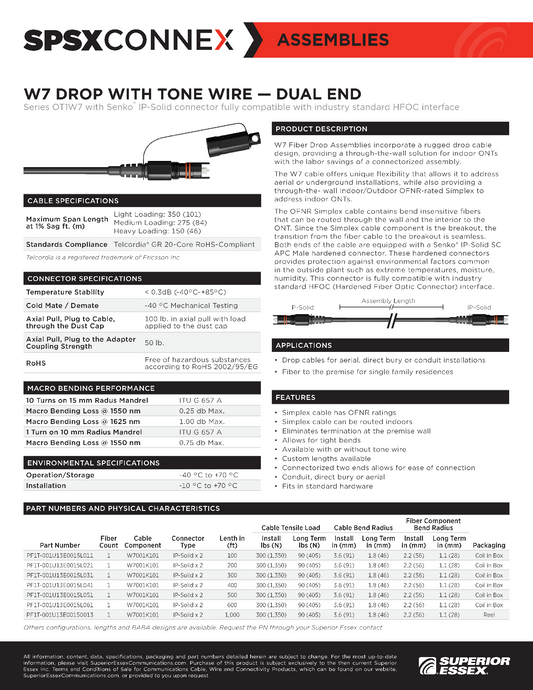 Datasheet - W7 Drop W Tone Wire