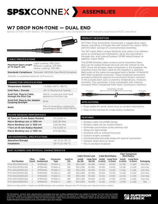 Datasheet - W7 Drop W/O Tone Wire
