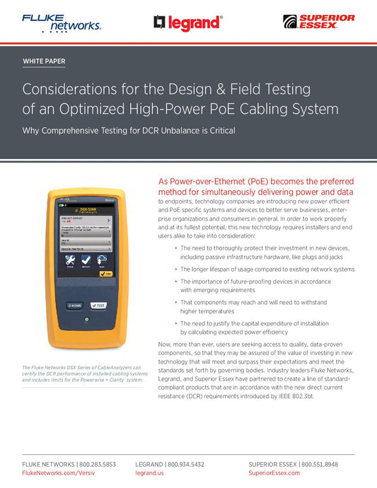 Whitepaper - Superior Essex- Fluke – Legrand DCR + PoE