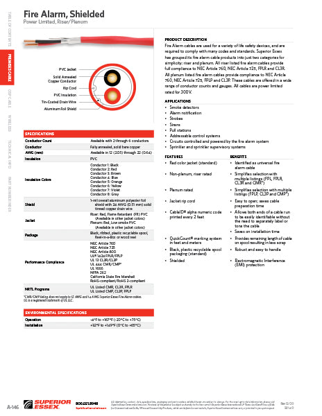 Fire Alarm, Power Limited, Shielded 2F-132-92